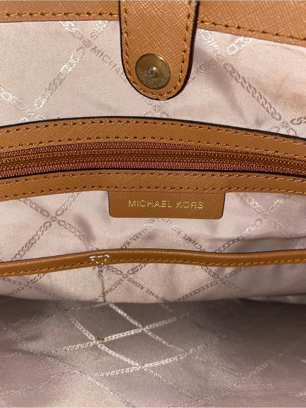 Michael Kors Black & Brown Leather Tech Purse/Tote/Bag with Charm & Tassel